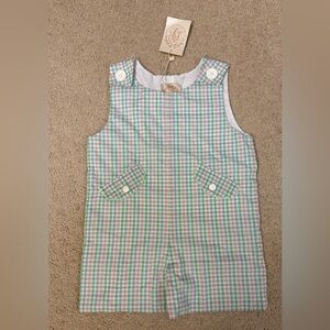 NWT The Beaufort Bonnet Company Jon Jon 2T Pastel Gingham Outfit Boys